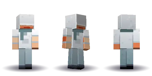 White winter hoodie with a scarf. Hair is short, the face is happy, the top is hoodie and the legs are trousers. Extras: scarf. The top colour is #e8eaed.