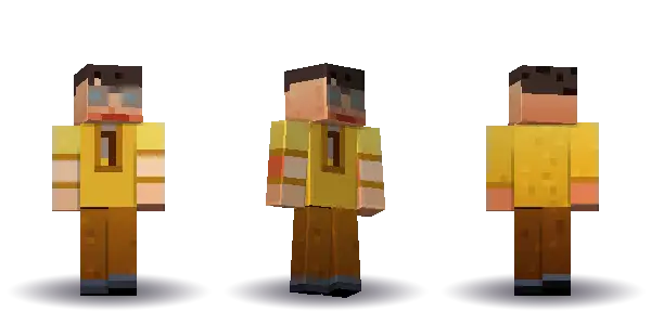 Diver in a yellow suit, a Minecraft skin Blocksmith painted from “a diver in a yellow suit with goggles”
