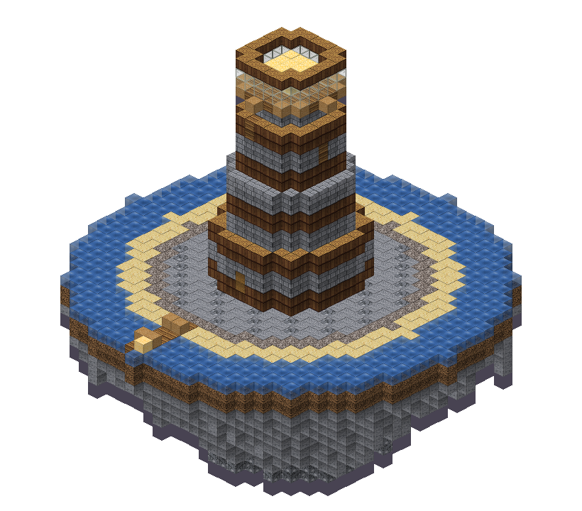 A generated lighthouse on a rocky island